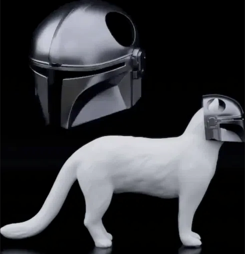 Mandolorian Cat Mask Black 3D Printed