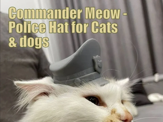Commander Hat Cat Helmet For Cat [3D Printed] Gray